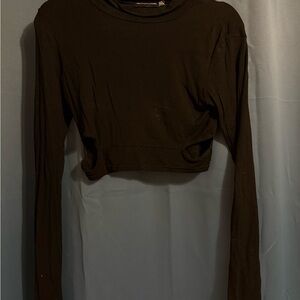 PrettyLittleThing Black Long Sleeve Cut Out Crop Top